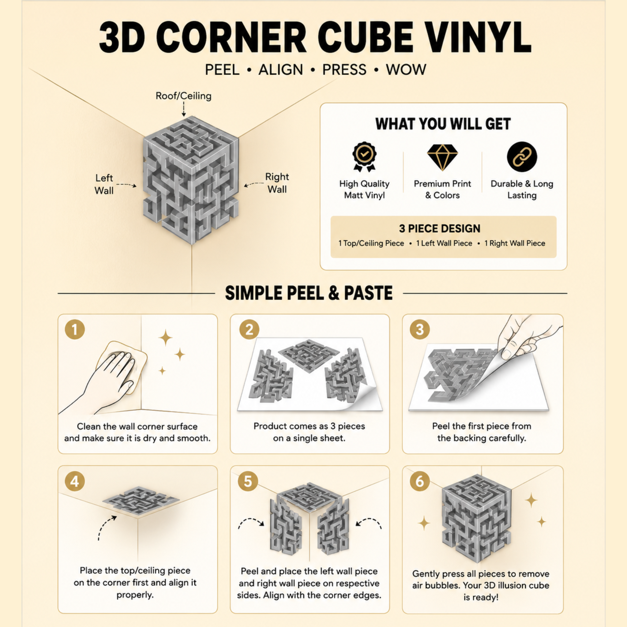 3D Corner Wall Cube