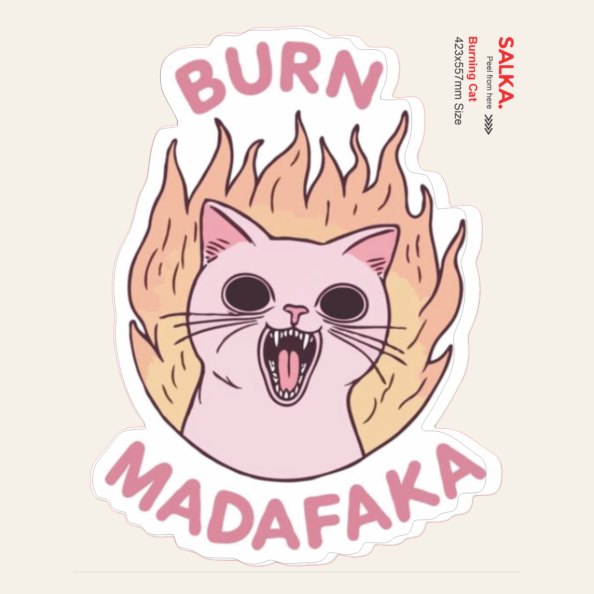 Burning Cat | Premium Vinyl Wall Decal